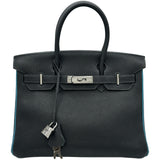 エルメス HERMES バーキン30 ヴェルソ □I刻印 ブルーインディゴ/ブルージーン シルバー金具 トゴ レディース ハンドバッグ