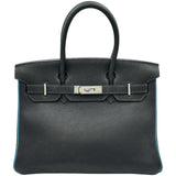 エルメス HERMES バーキン30 ヴェルソ □I刻印 ブルーインディゴ/ブルージーン シルバー金具 トゴ レディース ハンドバッグ