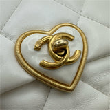シャネル CHANEL マトラッセハートロックチェーンショルダー AS3979 ホワイト ゴールド金具 ラムレザー レディース ショルダーバッグ