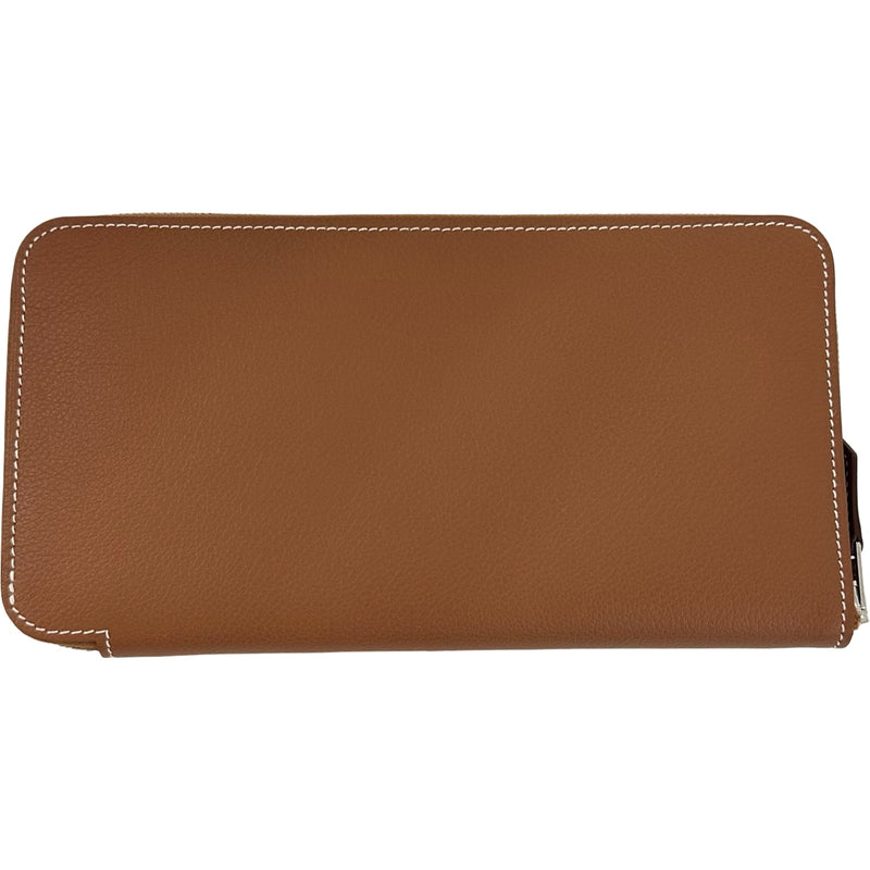 HERMES 長財布 ブラウン エルメス HERMES アザップロングシルクイン W刻印 ゴールド エバー