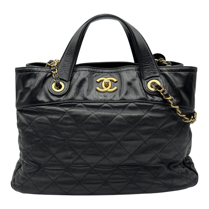 CHANEL ブラック レザー ハンドバッグ シャネル CHANEL インザミックス ハンドバッグ A67032 16番台 ブラック