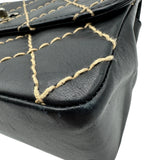 シャネル CHANEL ワイルドステッチ フラップチェーンバッグ A14687 ブラック ゴールド金具 カーフスキン レディース ショルダーバッグ