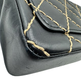 シャネル CHANEL ワイルドステッチ フラップチェーンバッグ A14687 ブラック ゴールド金具 カーフスキン レディース ショルダーバッグ