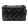 シャネル CHANEL ワイルドステッチ フラップチェーンバッグ A14687 ブラック ゴールド金具 カーフスキン レディース ショルダーバッグ