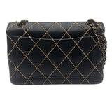 シャネル CHANEL ワイルドステッチ フラップチェーンバッグ A14687 ブラック ゴールド金具 カーフスキン レディース ショルダーバッグ