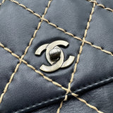 シャネル CHANEL ワイルドステッチ フラップチェーンバッグ A14687 ブラック ゴールド金具 カーフスキン レディース ショルダーバッグ