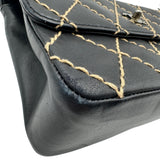 シャネル CHANEL ワイルドステッチ フラップチェーンバッグ A14687 ブラック ゴールド金具 カーフスキン レディース ショルダーバッグ