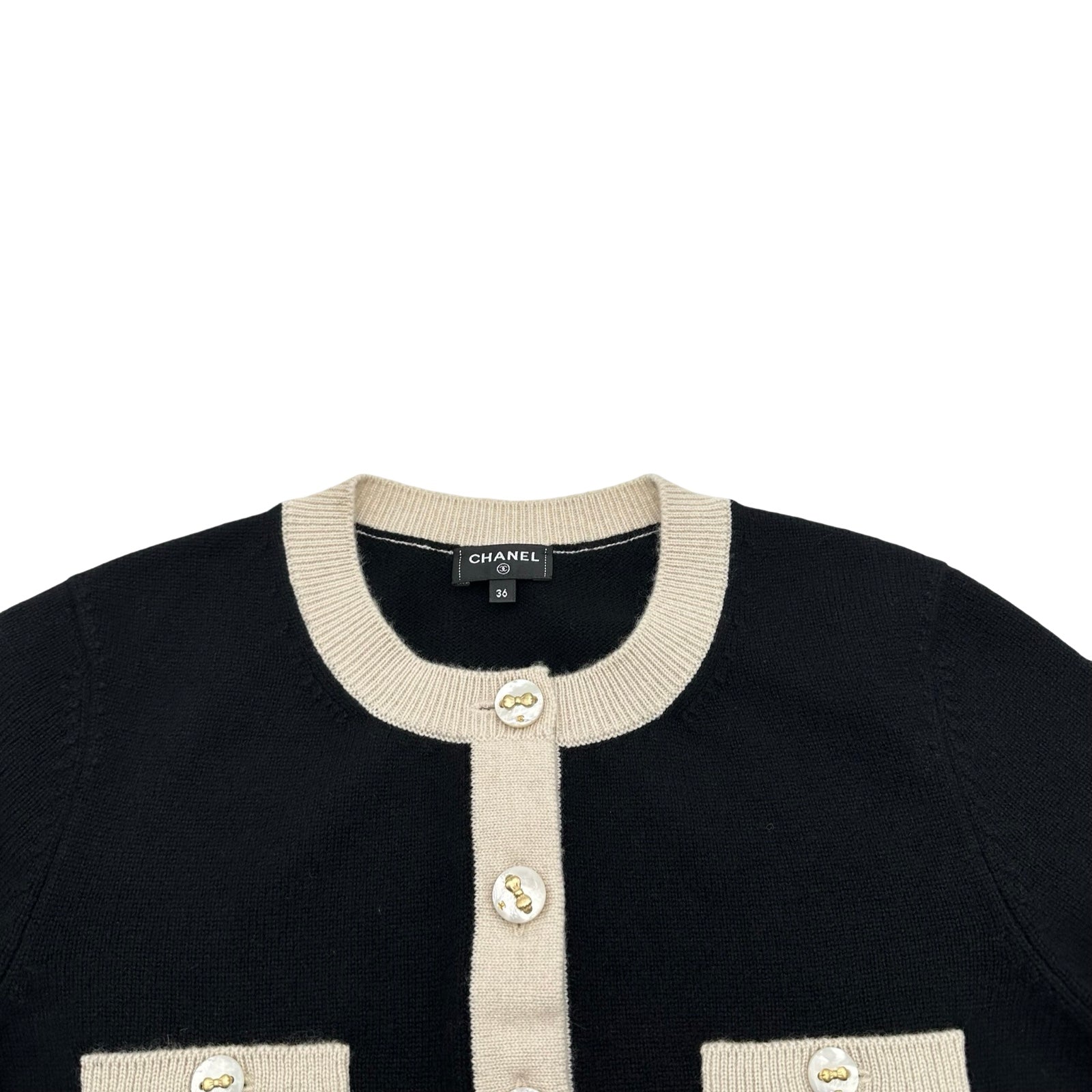 シャネル CHANEL ココマークボタンバイカラーカシミヤニット
