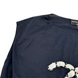 シャネル CHANEL ココマークパール半袖Tシャツ P70021 ネイビー コットン レディース 半袖Ｔシャツ