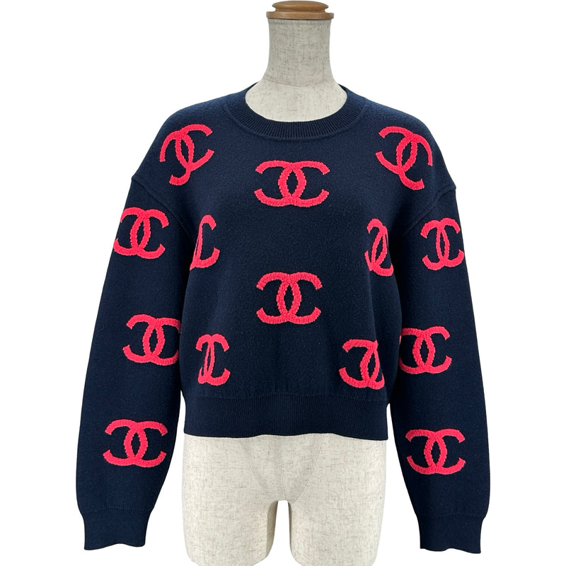 シャネル CHANEL ココマーク総柄カシミヤ混ニットセーター P70525