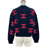 シャネル CHANEL ココマーク総柄カシミヤ混ニットセーター P70525 ネイビー カシミヤ レディース セーター