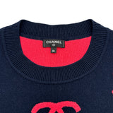 シャネル CHANEL ココマーク総柄カシミヤ混ニットセーター P70525 ネイビー カシミヤ レディース セーター