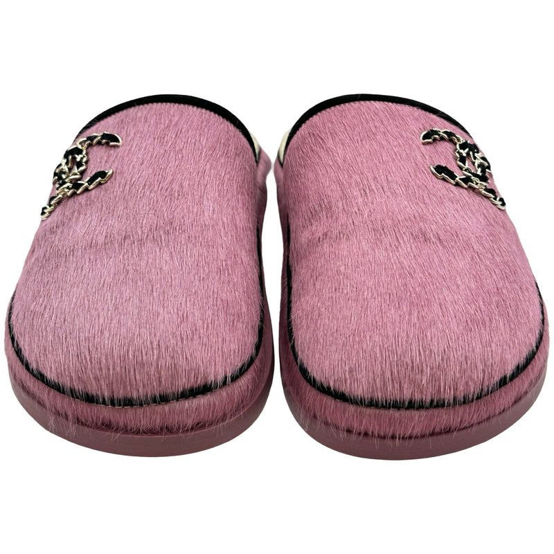 【極美品★付属品付】CHANEL ココマーク ミュール サンダル ピンク シャネル CHANEL ココマーク ベルベットカーフスキンフラットサンダル