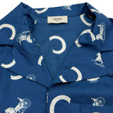セリーヌ CELINE ロゴ総柄シルクツイルスカウトシャツ RC0DS3K46 ブルー シルク メンズ 半袖シャツ