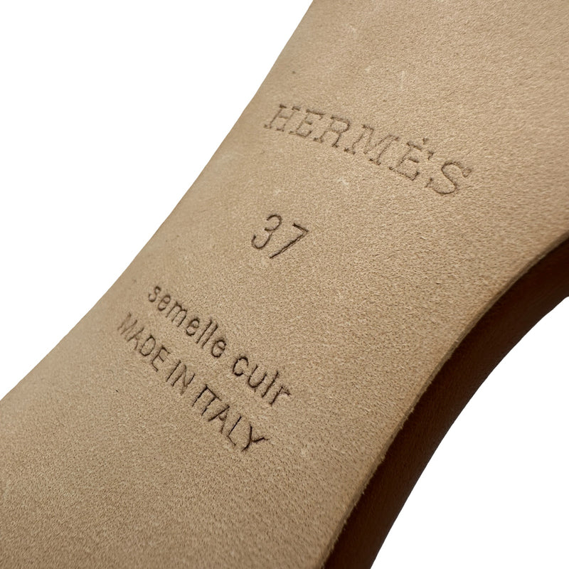 エルメス HERMES オアジスヒールサンダル H071002Z ブラウン レザー