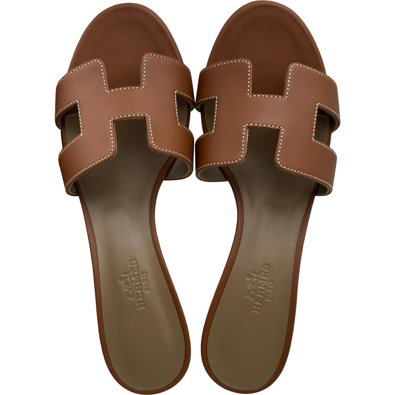 エルメス HERMES オアジスヒールサンダル H071002Z ブラウン レザー