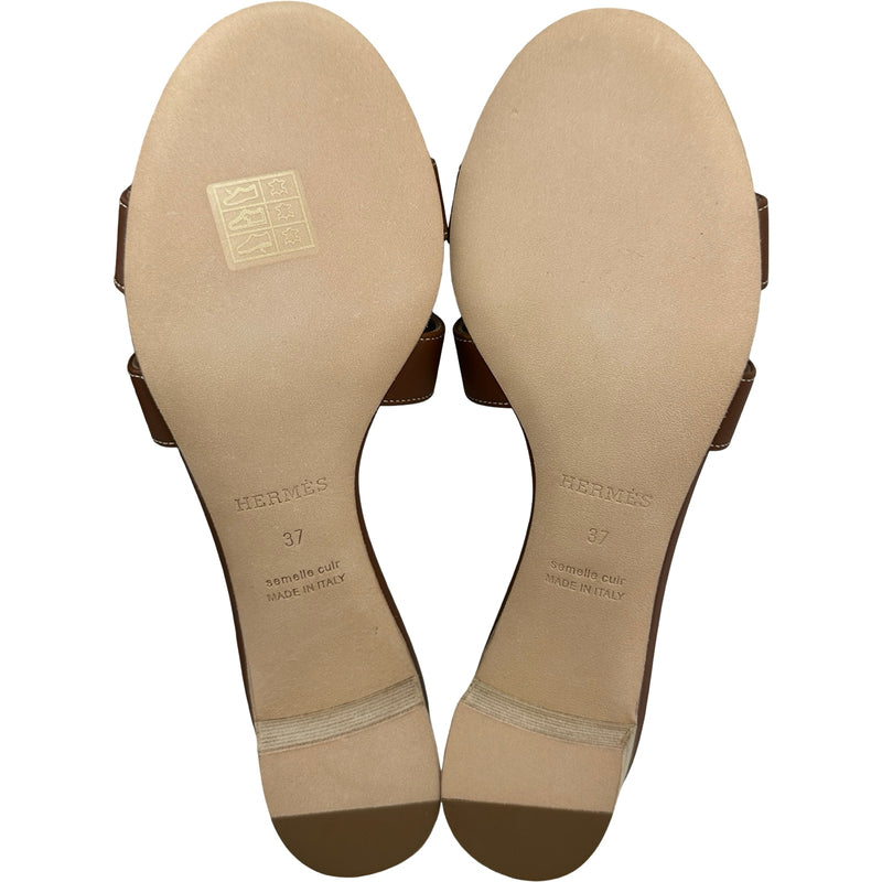 エルメス HERMES オアジスヒールサンダル H071002Z ブラウン レザー