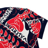 ヴァレンティノ VALENTINO バンダナプリント総柄半袖ニットシャツ 1B3KC38D7ED ネイビー レーヨン レディース ニット