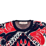 ヴァレンティノ VALENTINO バンダナプリント総柄半袖ニットシャツ 1B3KC38D7ED ネイビー レーヨン レディース ニット