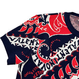 ヴァレンティノ VALENTINO バンダナプリント総柄半袖ニットシャツ 1B3KC38D7ED ネイビー レーヨン レディース ニット