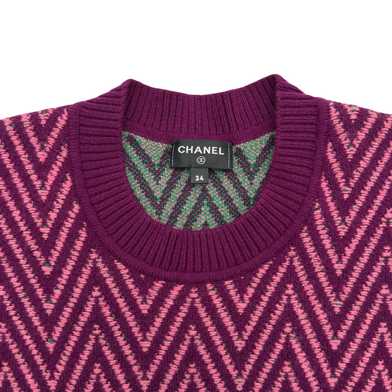 シャネル CHANEL ココマークヘリンボーンカシミヤニットワンピース