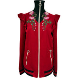 グッチ GUCCI フローラル刺繍テクニカルジャージジャケット 479536 レッド ポリエステル レディース ジャージ