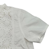 クリスチャン・ディオール Christian Dior Bee刺繍フラワーカッティング半袖シャツ 322B46M3177 ホワイト コットン レディース 半袖シャツ