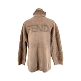 フェンディ FENDI FF総柄モヘヤ混タートルネックニットセーター FZY874 ベージュ ナイロン レディース セーター