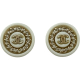 シャネル CHANEL ココマークサークルピアス アイボリー系 ゴールド金具 プラスチック アクセサリー