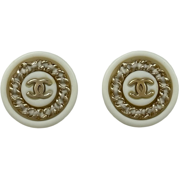 シャネル CHANEL ココマークサークルピアス アイボリー系 ゴールド金具