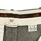エルメス HERMES ヘリンボーンウールスラックスパンツ クリーム ウール レディース パンツ