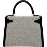 エルメス HERMES ケリー25 外縫い K刻印 エクリュ/ブラック シルバー金具 トワルアッシュ/スイフト レディース ショルダーバッグ
