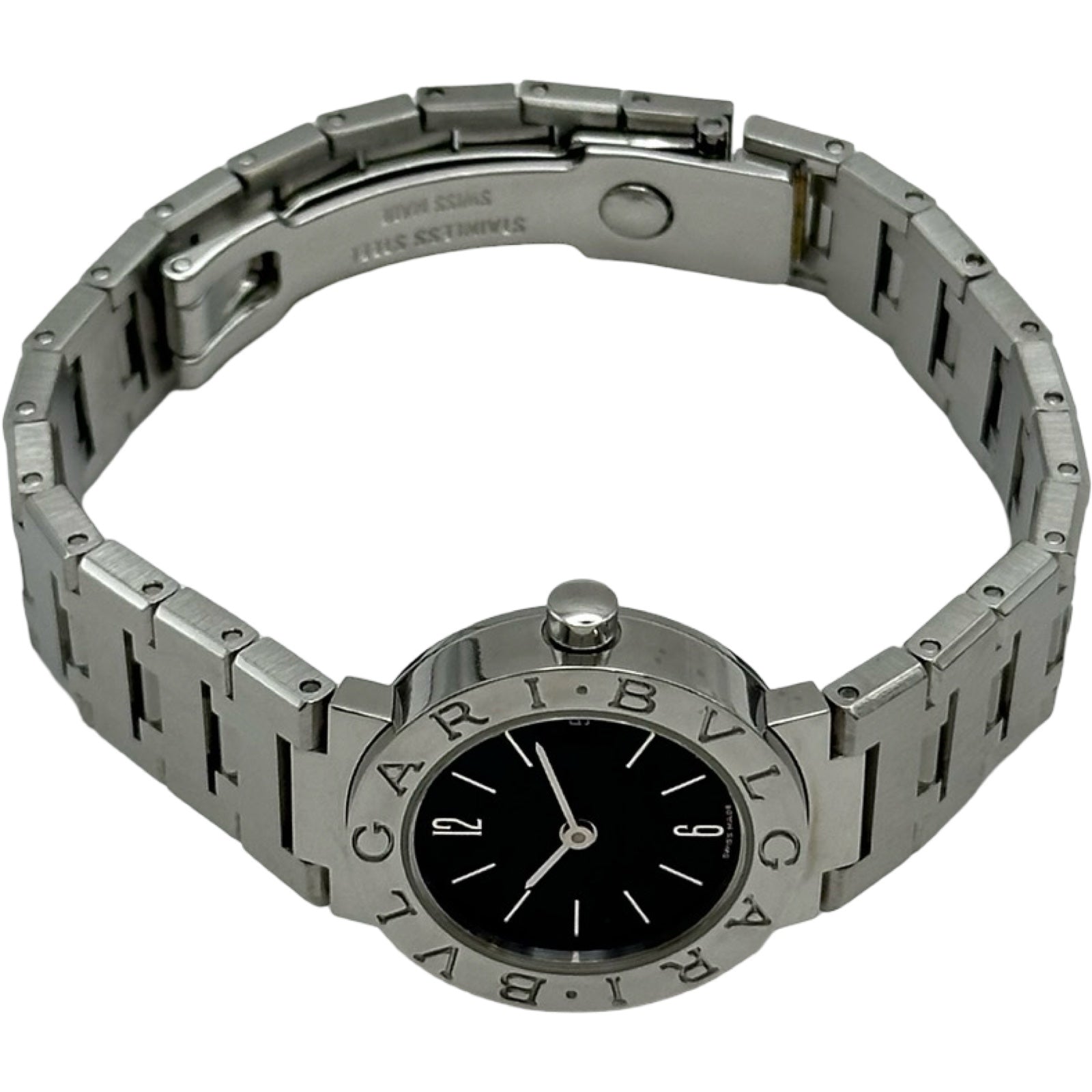 【ロゴ有り後期モデル】BVLGARI ‘ブルガリ時計‘ BB23SS ☆極美品☆ ブルガリ BVLGARI ブルガリブルガリ BB23SS ブラック ステンレス
