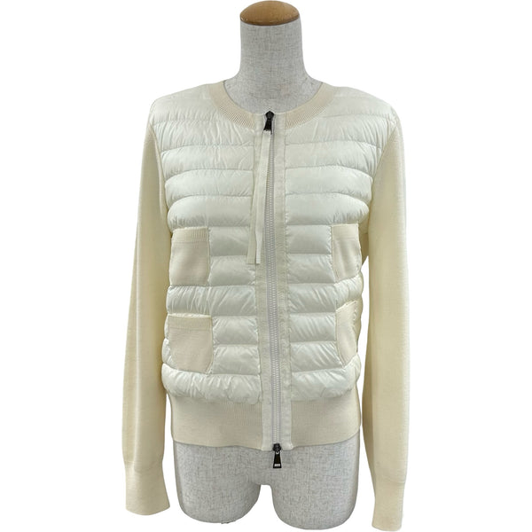 モンクレール MONCLER ダウン切替ジップアップカーディガン アイボリー