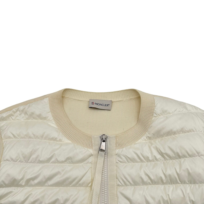 モンクレール MONCLER ダウン切替ジップアップカーディガン アイボリー