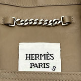エルメス HERMES セリエボタンジップアップレザーコート ベージュ レザー レディース その他アウター
