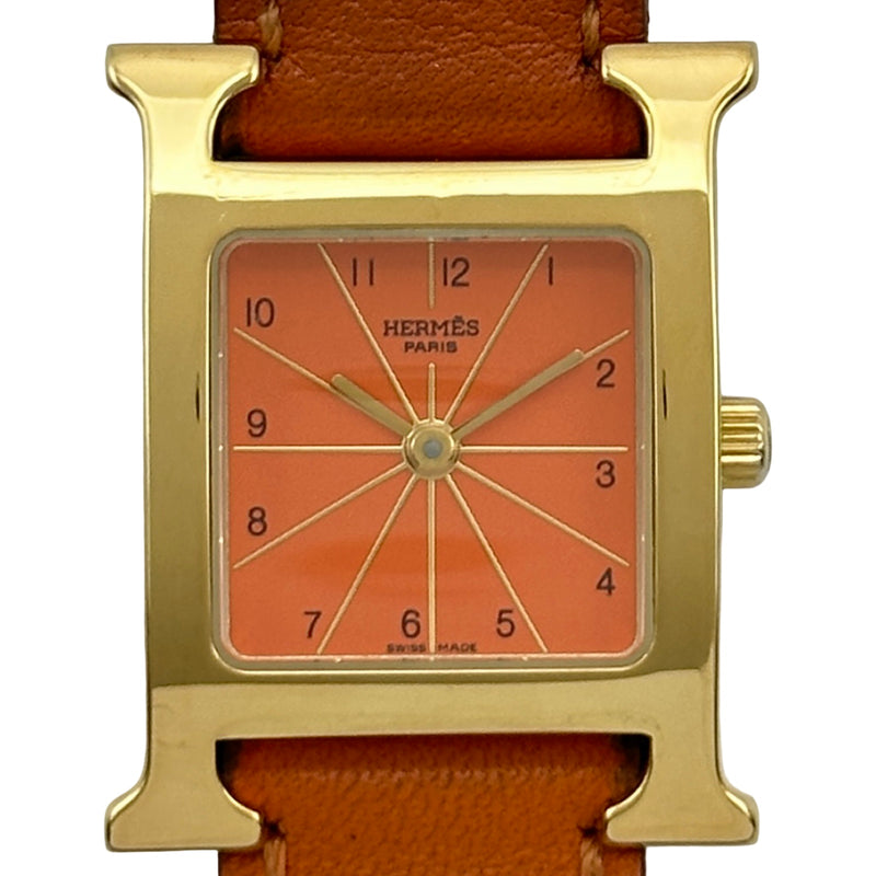 エルメス HERMES Hウォッチ HH1.201 オレンジ メッキ/ステンレス