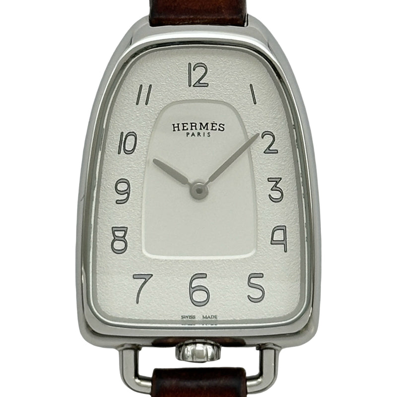 HERMES エルメス メンズ腕時計 クオーツ シルバー 稼働品 箱付き エルメス HERMES ギャロップ ドゥ エルメス GM GA1.210 シルバー