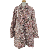 クリスチャン・ディオール Christian Dior ツイードロングコート 221M06A1000 レッド コットン レディース その他アウター