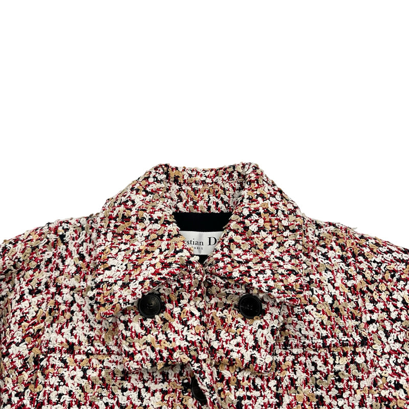 美品【クリスチャンディオール プレタポルテ】11号 ツイード ロングコート クリスチャン・ディオール Christian Dior ツイードロングコート