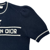 クリスチャン・ディオール Christian Dior ロゴショートスリーブニットセーター 224S09AM308 ネイビー ウール レディース セーター
