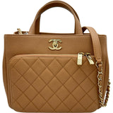 シャネル CHANEL アフィニティスモールショルダー A93750 24番台 ベージュ ゴールド金具 キャビアスキン レディース ショルダーバッグ