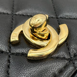シャネル CHANEL マトラッセフルフラップチェーンショルダー 12番台 ブラック ゴールド金具 ラムスキン レディース ショルダーバッグ