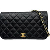 シャネル CHANEL マトラッセフルフラップチェーンショルダー 12番台 ブラック ゴールド金具 ラムスキン レディース ショルダーバッグ