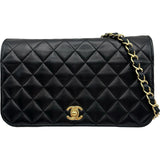 シャネル CHANEL マトラッセフルフラップチェーンショルダー 12番台 ブラック ゴールド金具 ラムスキン レディース ショルダーバッグ