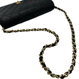 シャネル CHANEL マトラッセフルフラップチェーンショルダー 12番台 ブラック ゴールド金具 ラムスキン レディース ショルダーバッグ