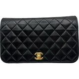 シャネル CHANEL マトラッセフルフラップチェーンショルダー 12番台 ブラック ゴールド金具 ラムスキン レディース ショルダーバッグ