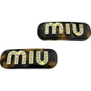 ミュウミュウ miu miu ロゴヘアクリップ 2コセット ブラウン ゴールド金具 プレキシグラス/ゴールドプレーテッド アクセサリー