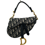 クリスチャン・ディオール Christian Dior サドルバッグ ミニ ネイビー オブリーク キャンバス レディース ハンドバッグ