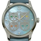 グッチ GUCCI Gタイムレス キャット 126.4/YA1264124 ブルーシェル ステンレススチール クオーツ レディース 腕時計